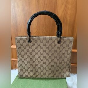 GUCCI Bamboo Tote – Classic Canvas ✨